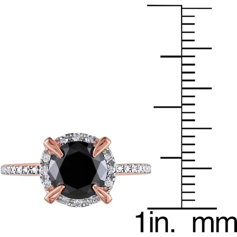 Miadora 10k Rose Gold 2ct TDW Black and White Diamond Halo Engagement Ring