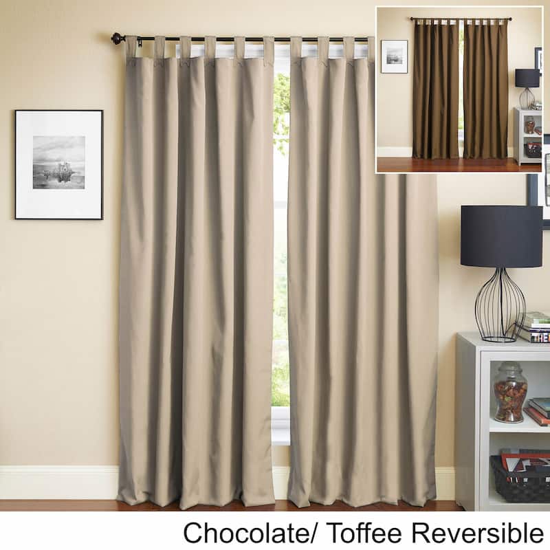 Blazing Needles 84-inch Twill Insulated Blackout Two-Tone Reversible Curtain Panel Pair - 52 x 84 - 52 x 84 - Chocolate