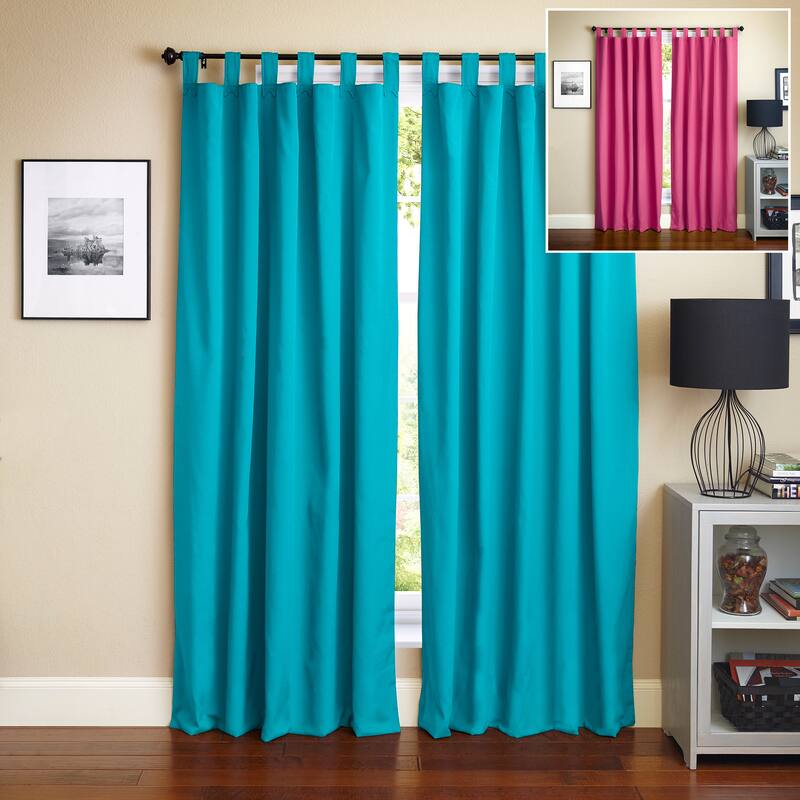 Blazing Needles 84-inch Twill Insulated Blackout Two-Tone Reversible Curtain Panel Pair - 52 x 84 - 52 x 84