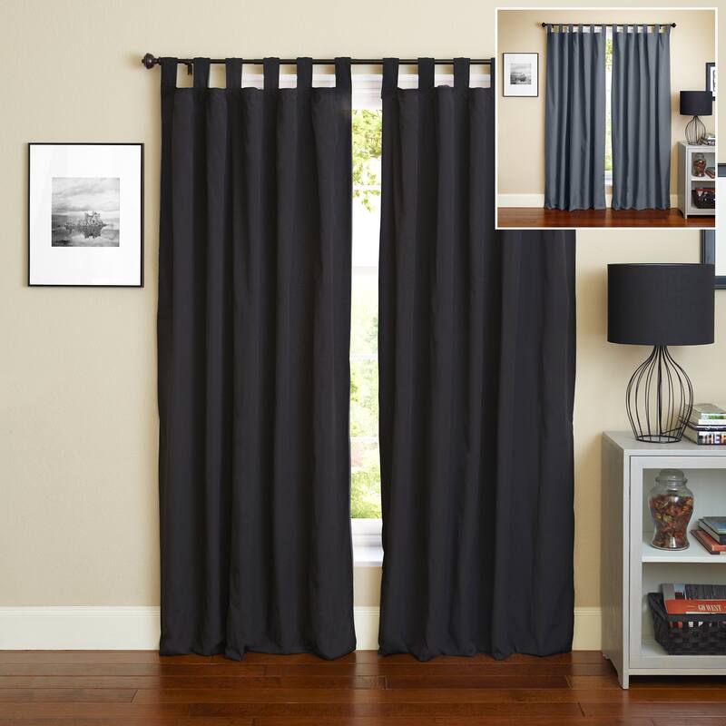 Blazing Needles 84-inch Twill Insulated Blackout Two-Tone Reversible Curtain Panel Pair - 52 x 84 - 52 x 84
