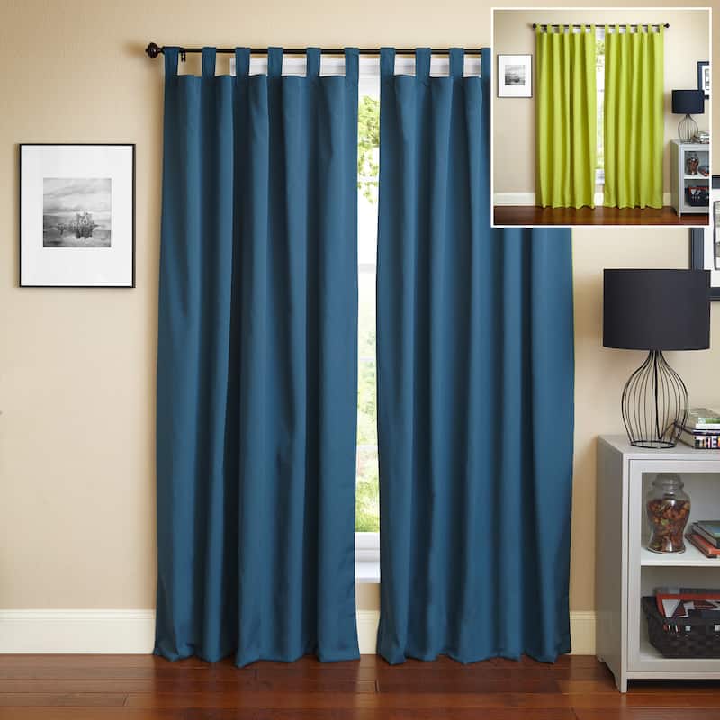 Blazing Needles 84-inch Twill Insulated Blackout Two-Tone Reversible Curtain Panel Pair - 52 x 84 - 52 x 84