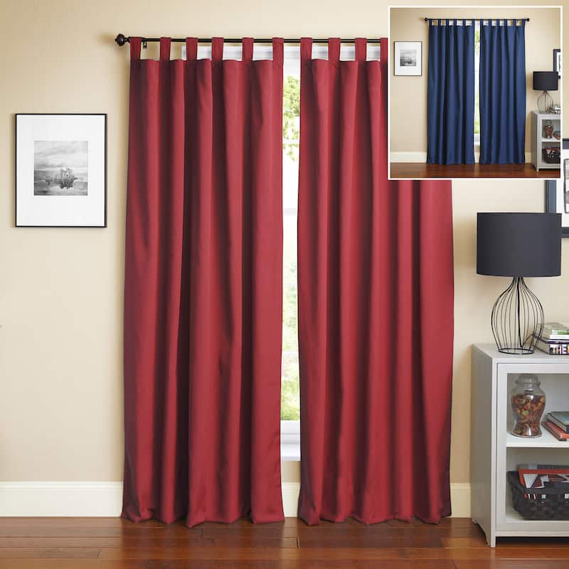 Blazing Needles 84-inch Twill Insulated Blackout Two-Tone Reversible Curtain Panel Pair - 52 x 84 - 52 x 84
