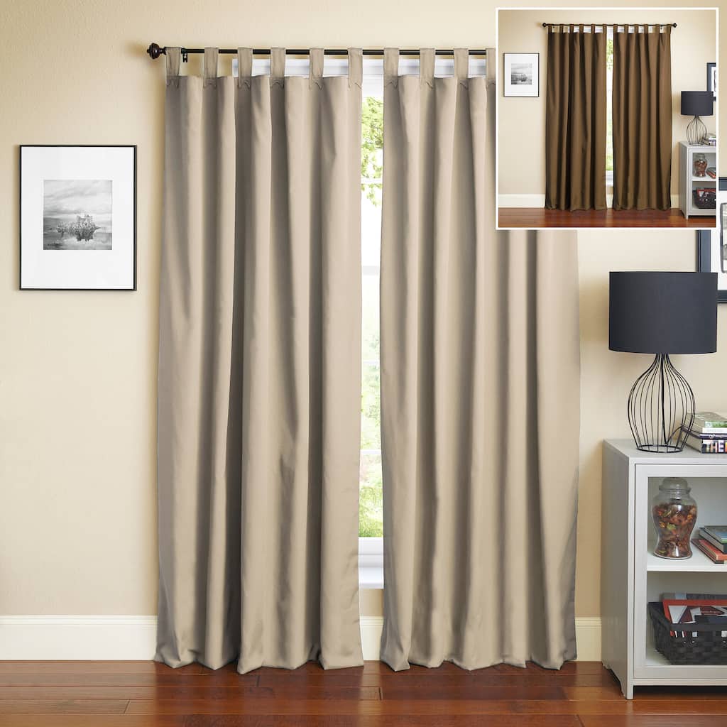 Blazing Needles 84-inch Twill Insulated Blackout Two-Tone Reversible Curtain Panel Pair - 52 x 84 - 52 x 84