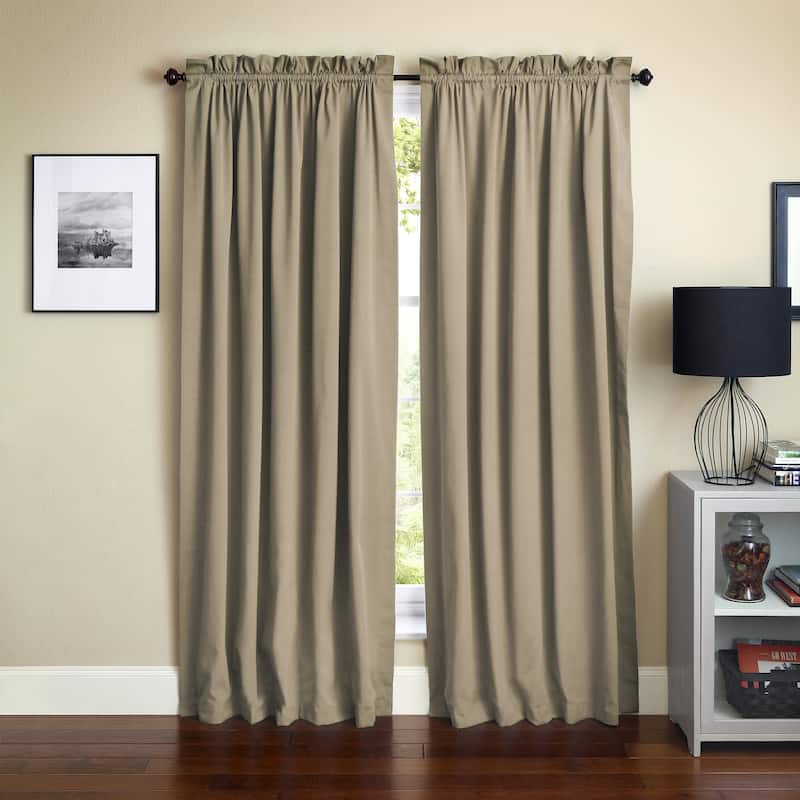 Blazing Needles 84-inch Twill Curtain Panel Pair - 52 x 84 - 52 x 84 - Tan
