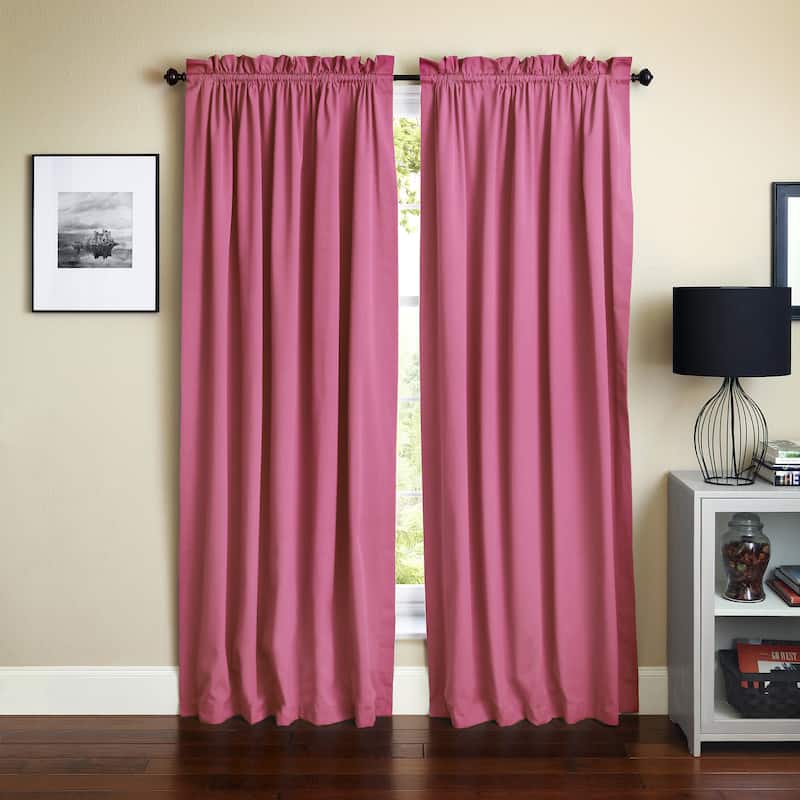 Blazing Needles 108-inch by 52-inch Twill Curtain Panels (Set of 2) - 52 x 108/108 x 52 - Bery Berry