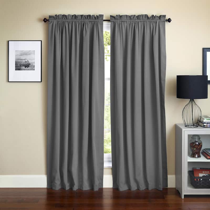 Blazing Needles 108-inch by 52-inch Twill Curtain Panels (Set of 2) - 52 x 108/108 x 52 - Steel Grey