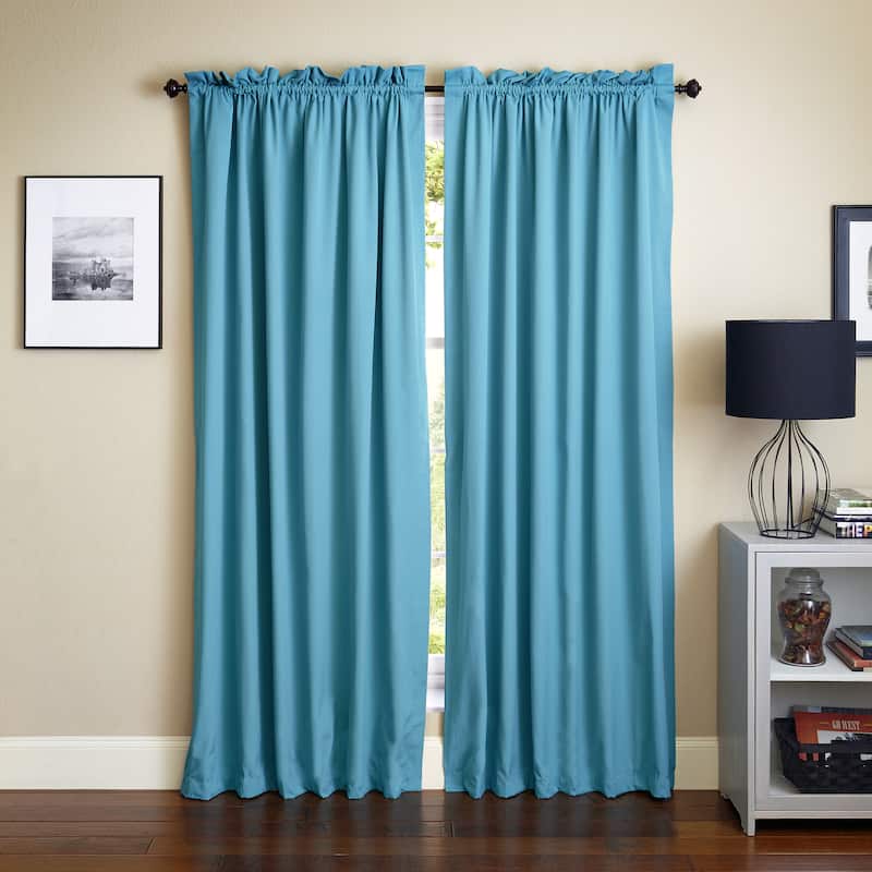 Blazing Needles 108-inch by 52-inch Twill Curtain Panels (Set of 2) - 52 x 108/108 x 52 - Aqua Blue