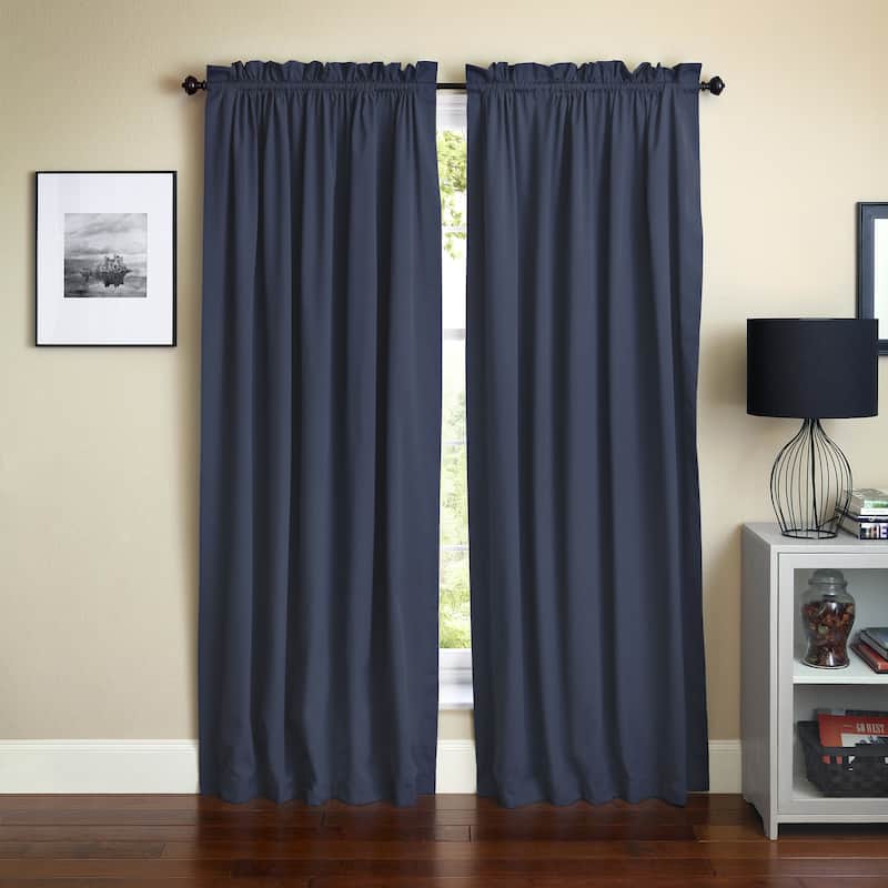 Blazing Needles 108-inch by 52-inch Twill Curtain Panels (Set of 2) - 52 x 108/108 x 52 - Navy Blue