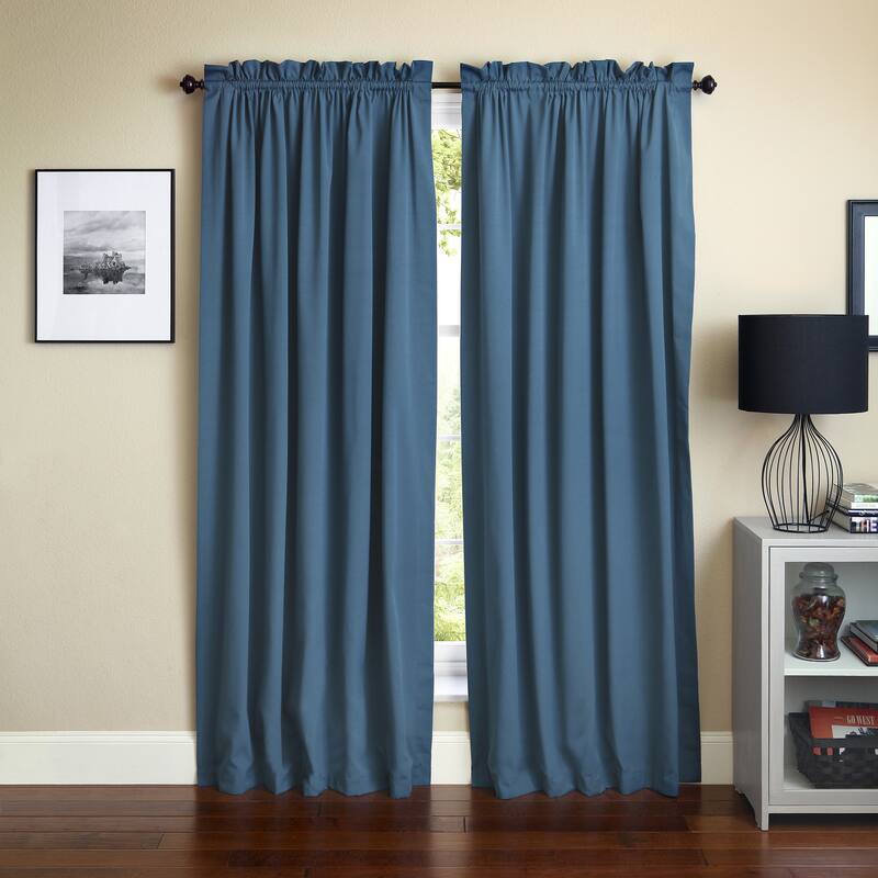 Blazing Needles 108-inch by 52-inch Twill Curtain Panels (Set of 2) - 52 x 108/108 x 52 - Indigo