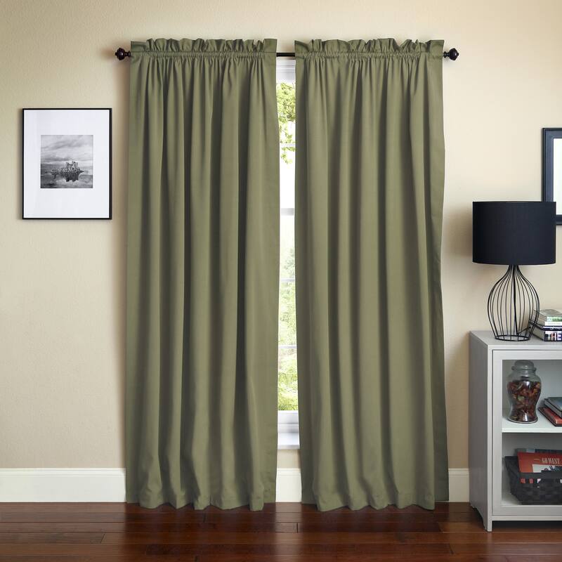 Blazing Needles 108-inch by 52-inch Twill Curtain Panels (Set of 2) - 52 x 108/108 x 52 - Sage