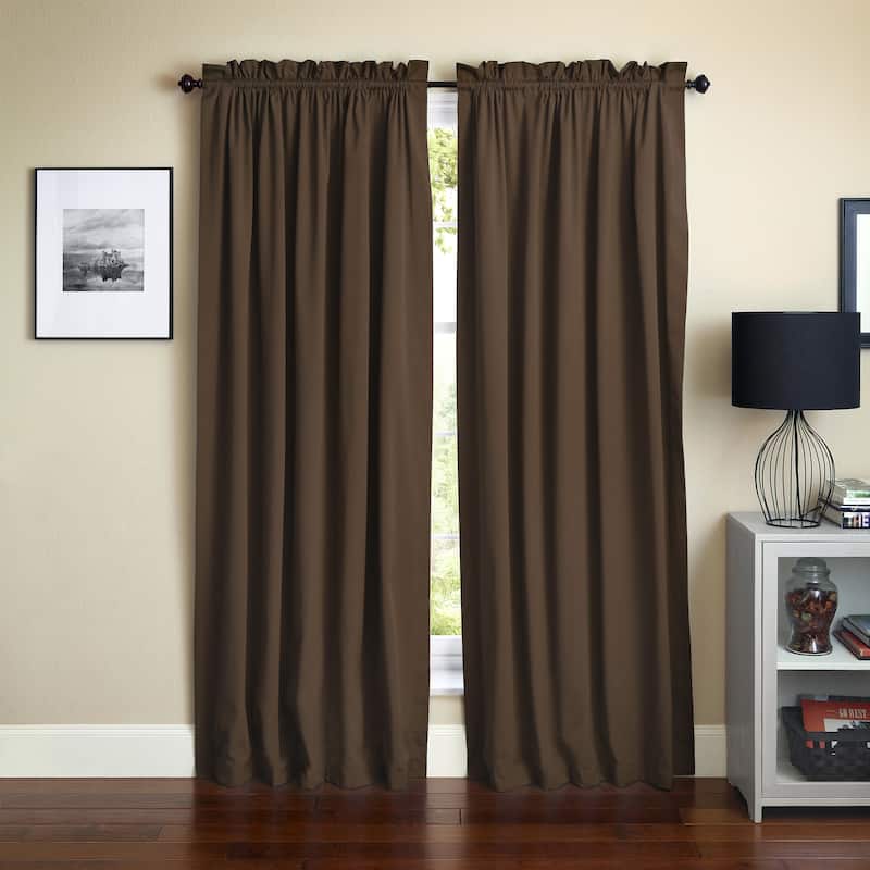 Blazing Needles 108-inch by 52-inch Twill Curtain Panels (Set of 2) - 52 x 108/108 x 52 - Chocolate