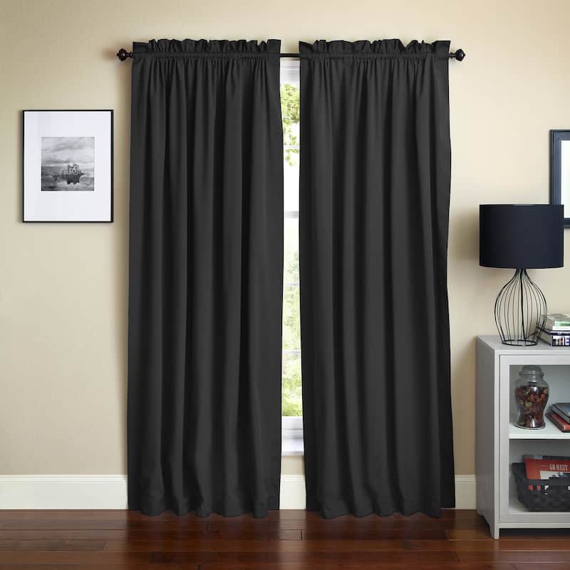 Blazing Needles 108-inch by 52-inch Twill Curtain Panels (Set of 2) - 52 x 108/108 x 52 - Black