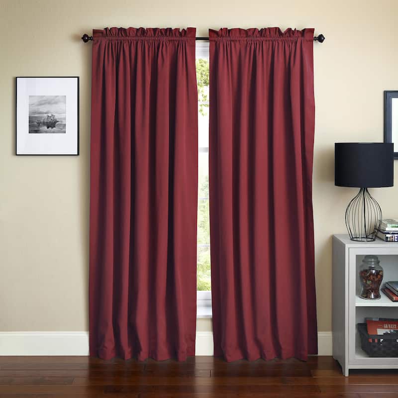 Blazing Needles 108-inch by 52-inch Twill Curtain Panels (Set of 2) - 52 x 108/108 x 52 - Ruby Red