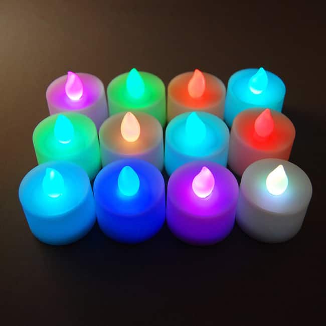 Battery Operated Color Changing LED Tea Light Candles (Set of 12)
