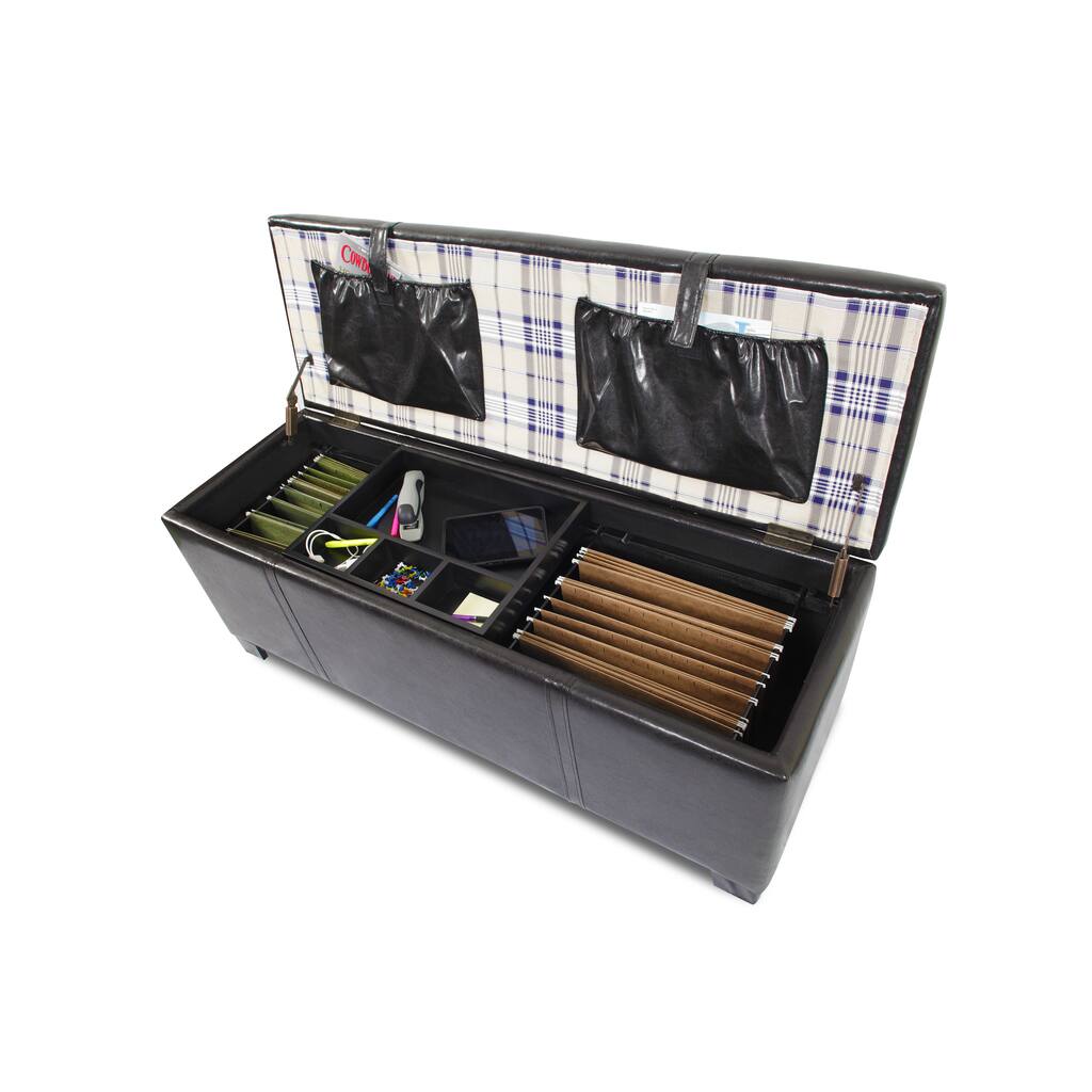 Home Office Storage Ottoman with Two Seating Cubes and File Storage