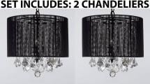 *Set Of 2* Crystal Chandelier Lighting With Large Black Shade H15 x W15