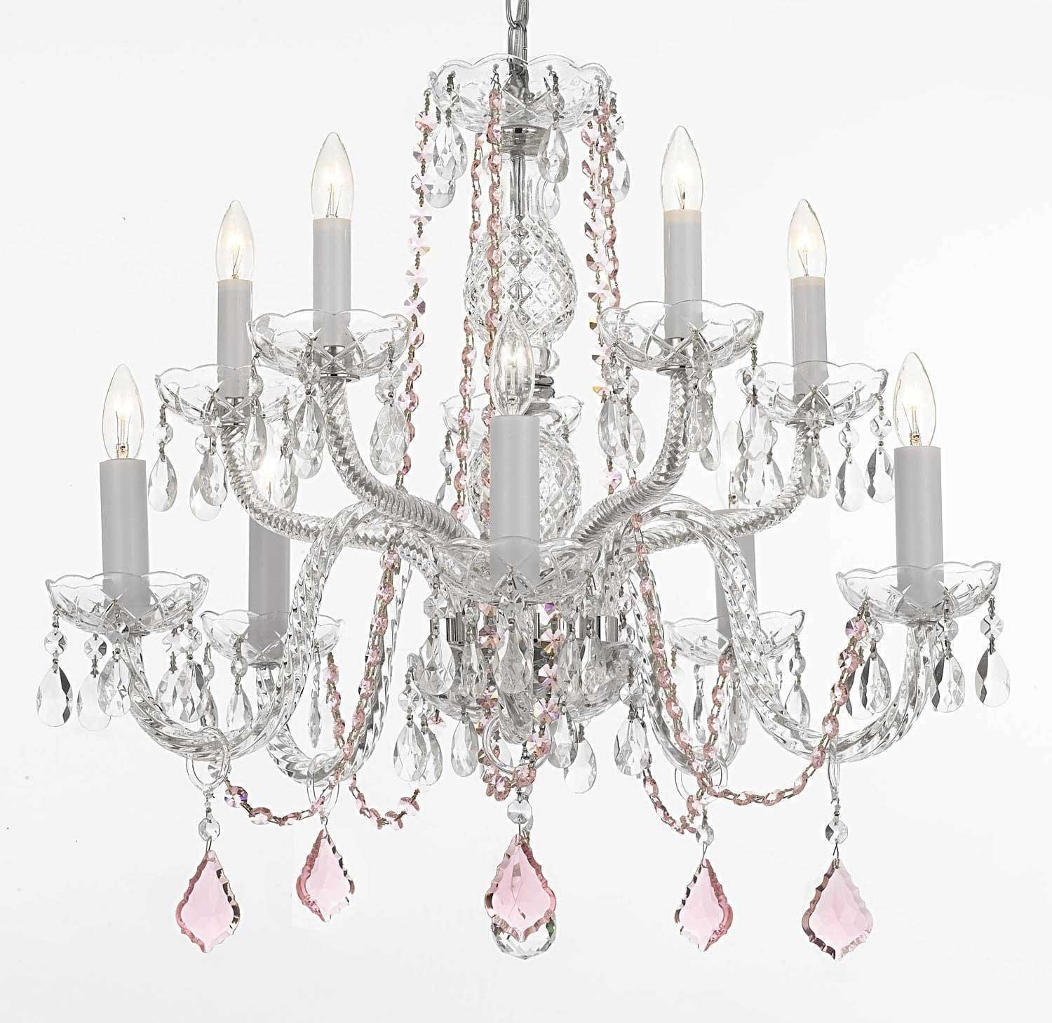 Empress Crystal Plug In Chandelier Lighting With Pink Free Empress Crystal Plug In Chandelier Lighting With Pink