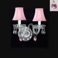 Venetian Style Crystal Wall Sconce Lighting With Pink*Hearts*& Pink Shades