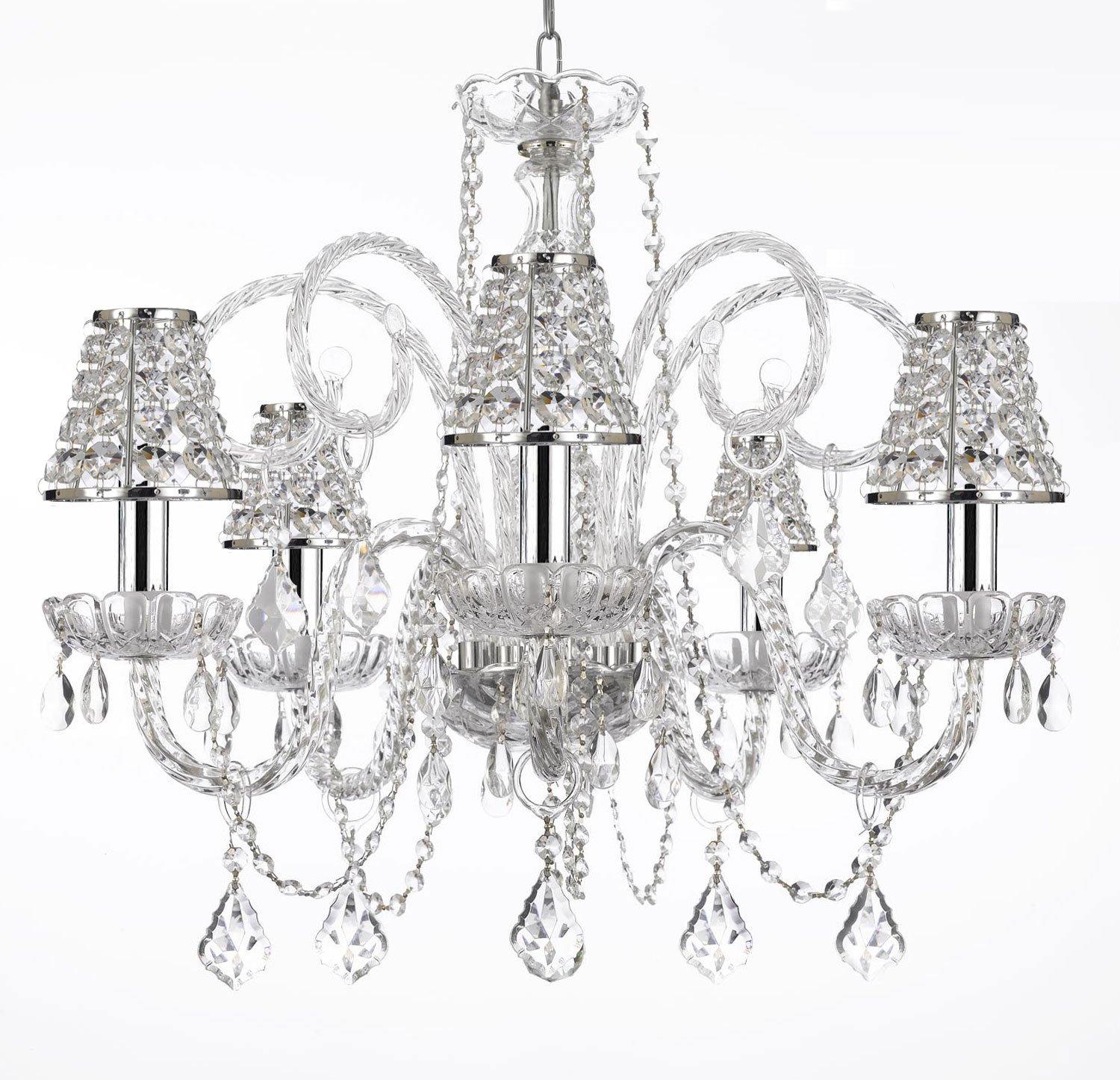 Empress Crystal Chandelier Lighting With Chrome Sleeves