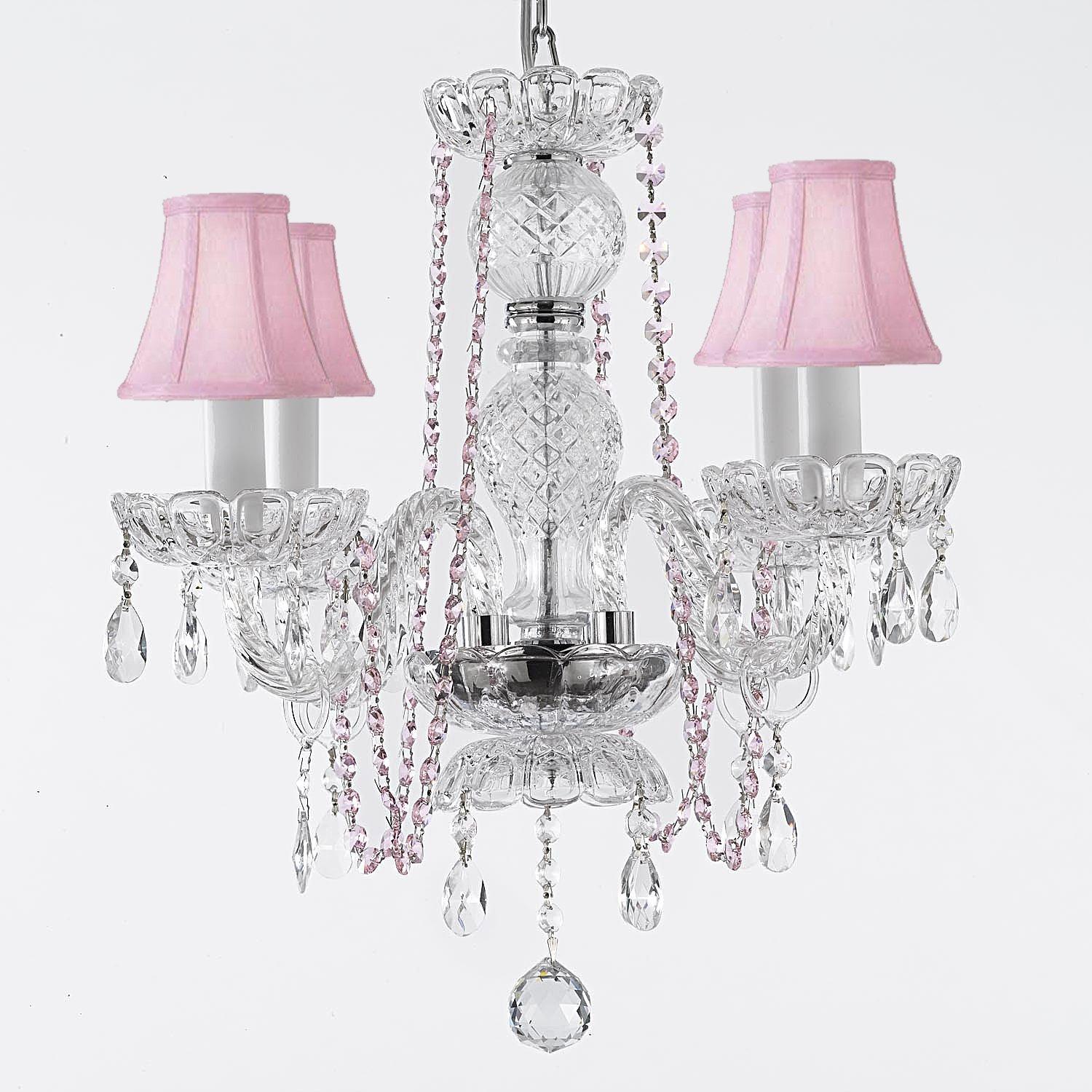 Crystal Chandelier Lighting With Pink Crystal & Shades - Chandeliers For Bedrooms by Overstock.com