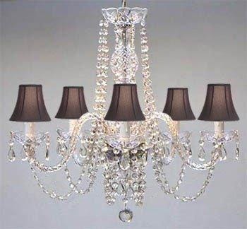 Authentic All Crystal Chandelier With Black Shades