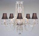 Authentic All Crystal Chandelier With Black Shades