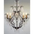 Swag Plug In Wrought Iron Crystal Chandelier Lighting H27 x W21