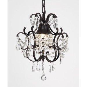 Chandelier Wrought Iron Crystal Chandelier H14 x W11 Swag Plug In Chandelier
