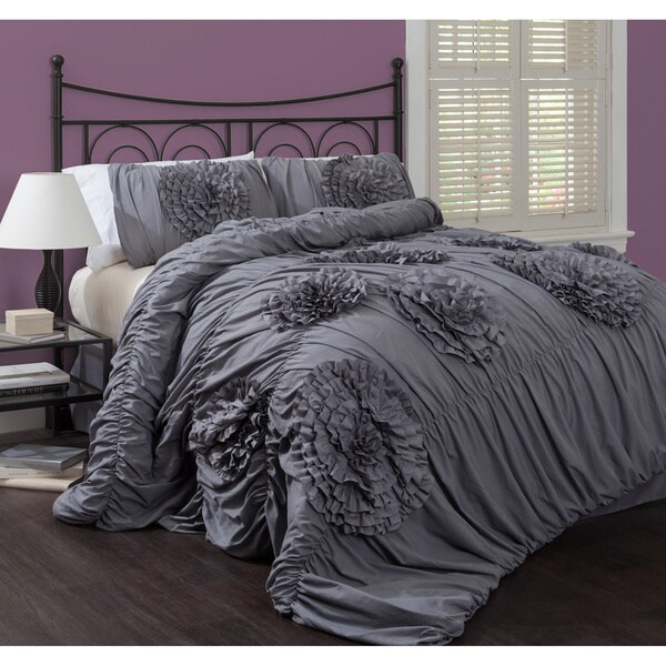 Lush Decor Serena Grey 3 Piece Comforter Set King Size As Is Lush Decor Serena Grey 3 Piece Comforter Set King Size As Is Item