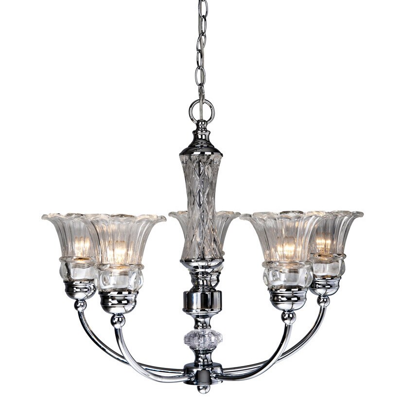 Elegant Designs 5-light Glass Ceiling Glacier Petal Chandelier (Chrome Finish) - Chandeliers For Bedrooms by Overstock.com