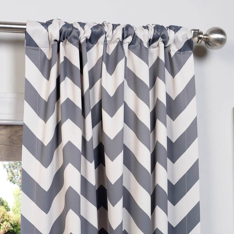 Awning Black & Fog White 63" Room Darkening Curtain Pair (2 Panels) - 50 x 63