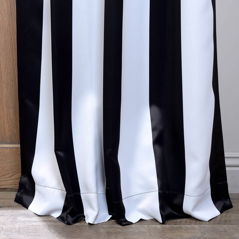 Awning Black & Fog White 63" Room Darkening Curtain Pair (2 Panels) - 50 x 63