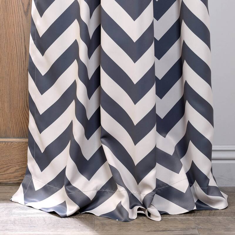 Awning Black & Fog White 63" Room Darkening Curtain Pair (2 Panels) - 50 x 63