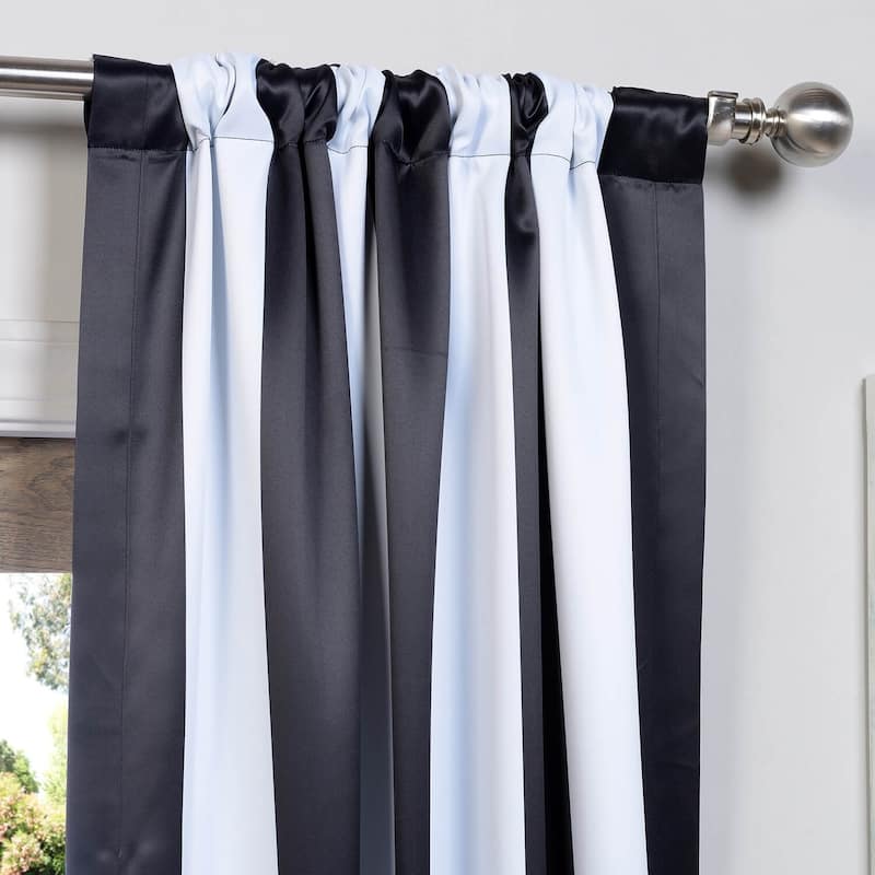 Awning Black & Fog White 63" Room Darkening Curtain Pair (2 Panels) - 50 x 63