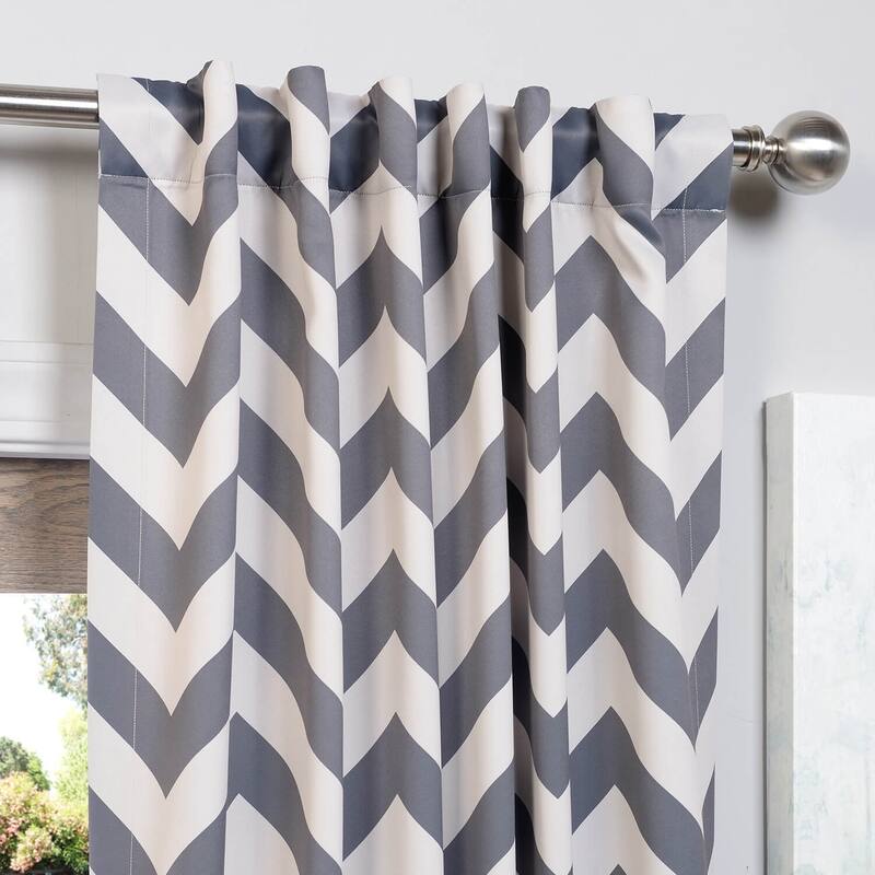 Awning Black & Fog White 63" Room Darkening Curtain Pair (2 Panels) - 50 x 63