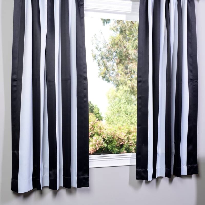 Awning Black & Fog White 63" Room Darkening Curtain Pair (2 Panels) - 50 x 63