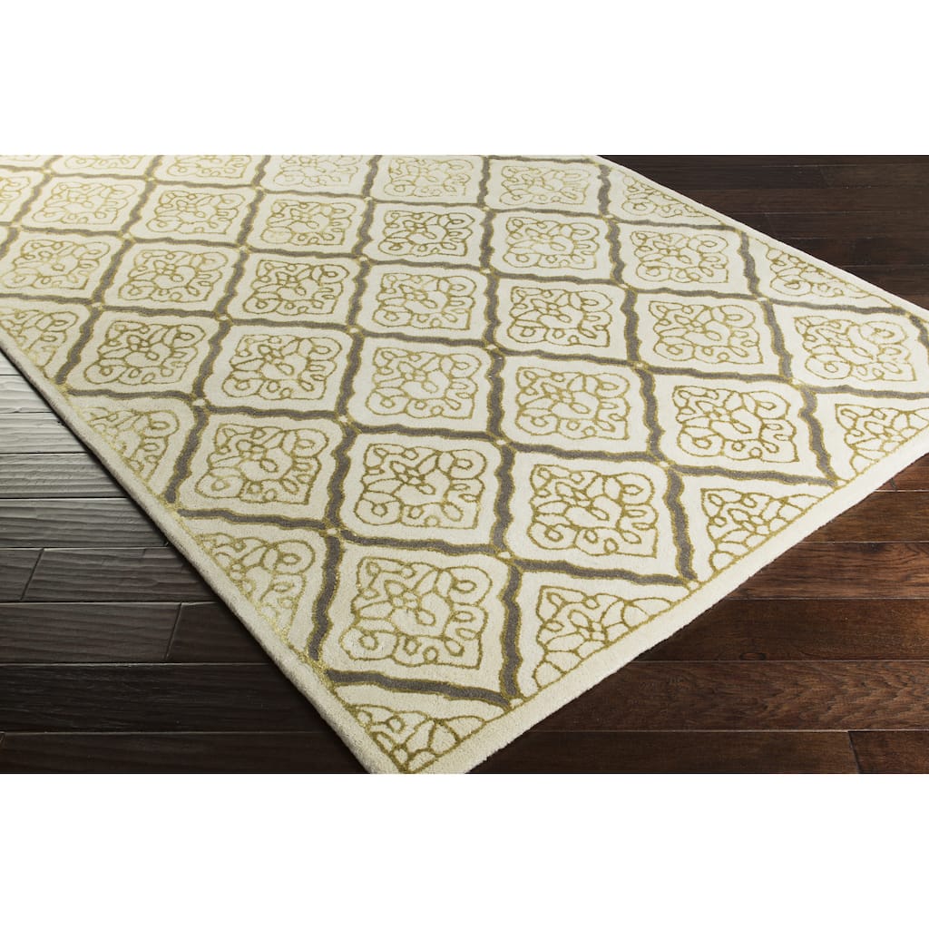 Hand-Tufted Nicole Damask Pattern Area Rug - 3'3" x 5'3"