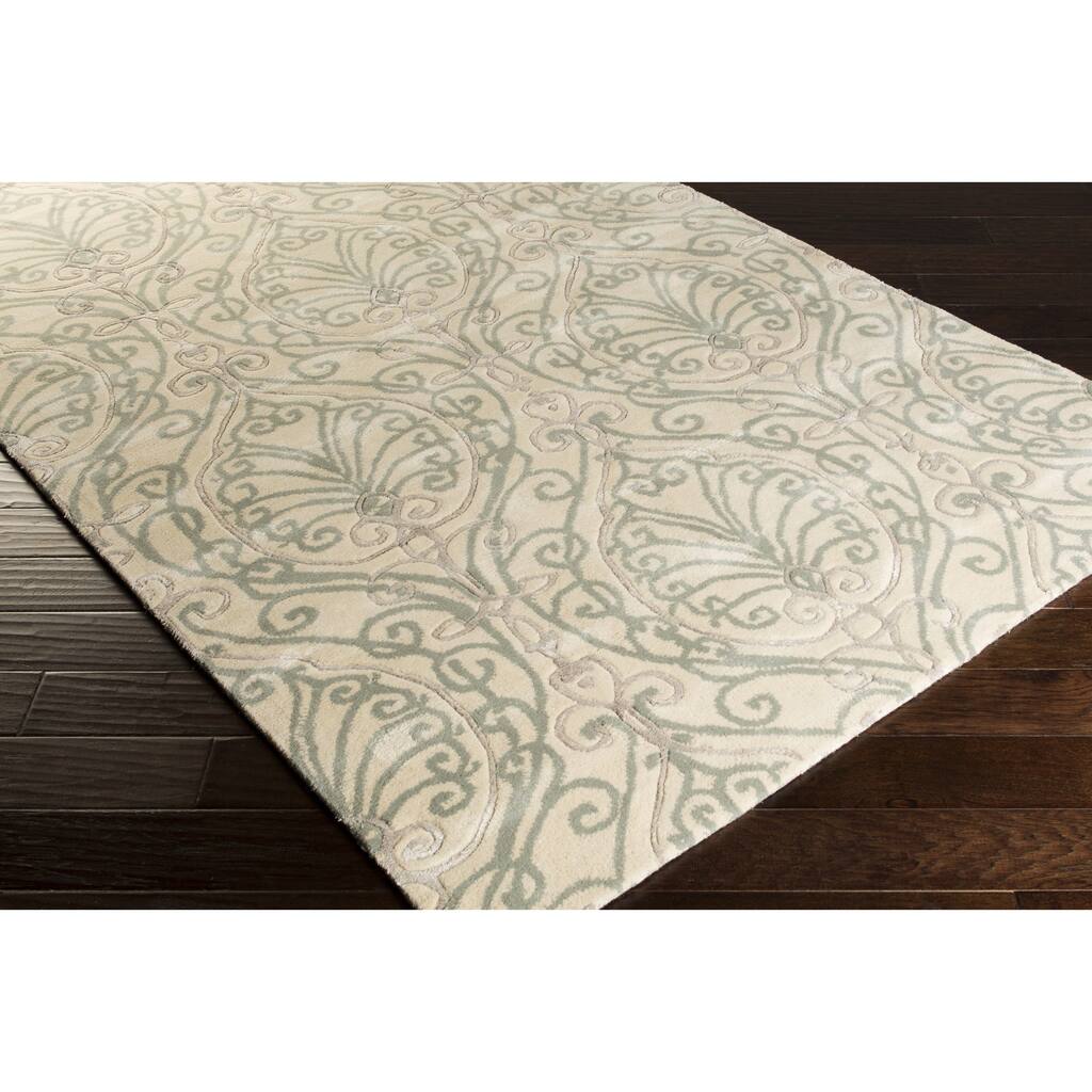 Hand-Tufted Reuben Damask Pattern Area Rug