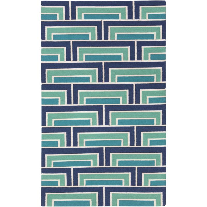 Hand-Woven Alexia Wool Area Rug - 2' x 3' - Blue/Green