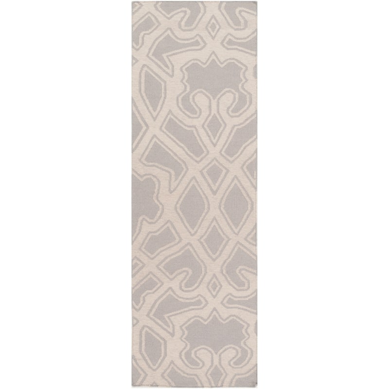 Hand-Woven Aliana Damask Wool Area Rug - 2' 6" x 8' - Grey