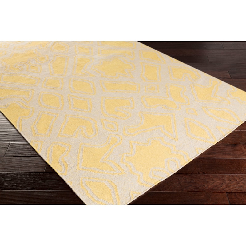 Hand-Woven Aliana Damask Wool Area Rug