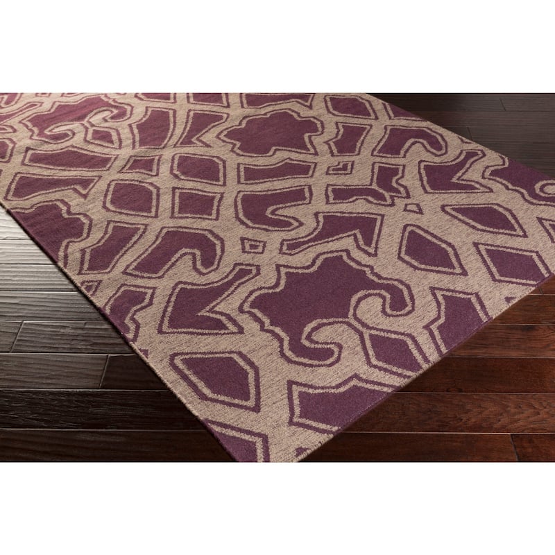 Hand-Woven Aliana Damask Wool Area Rug