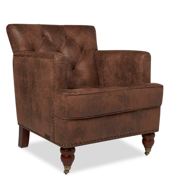 Shop Abbyson Tafton Antique Brown Fabric Club Chair As Is Item