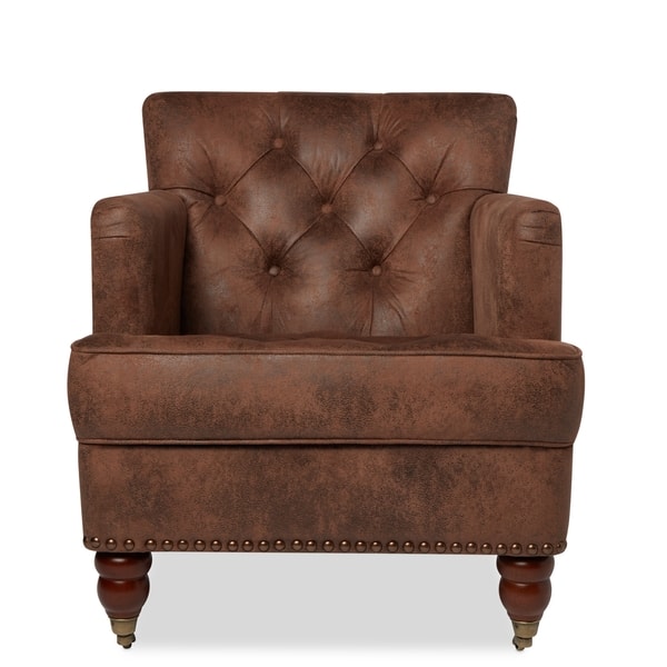 Shop Abbyson Tafton Antique Brown Fabric Club Chair As Is Item