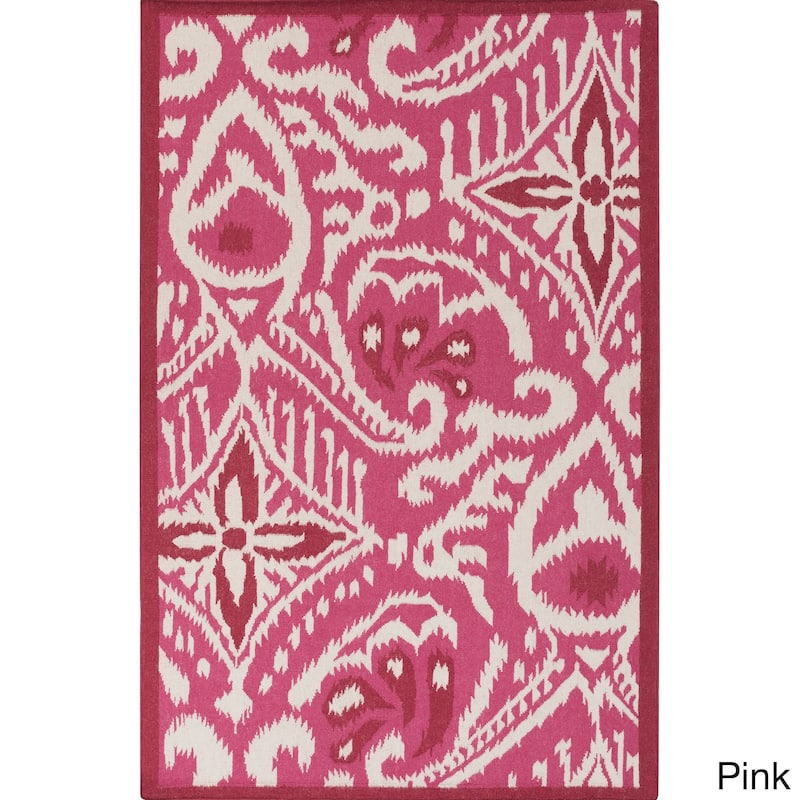 Hand-woven Cailyn Ikat Reversible Area Rug - Pink - 2' x 3'