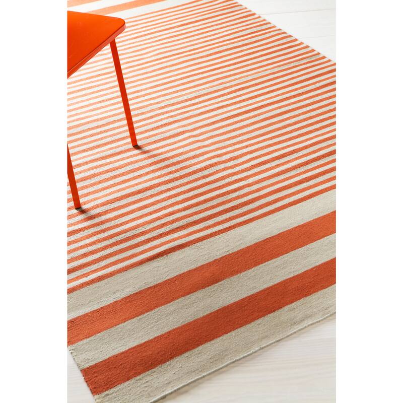 Hand-Woven Pauline Stripe Pattern Cotton Area Rug