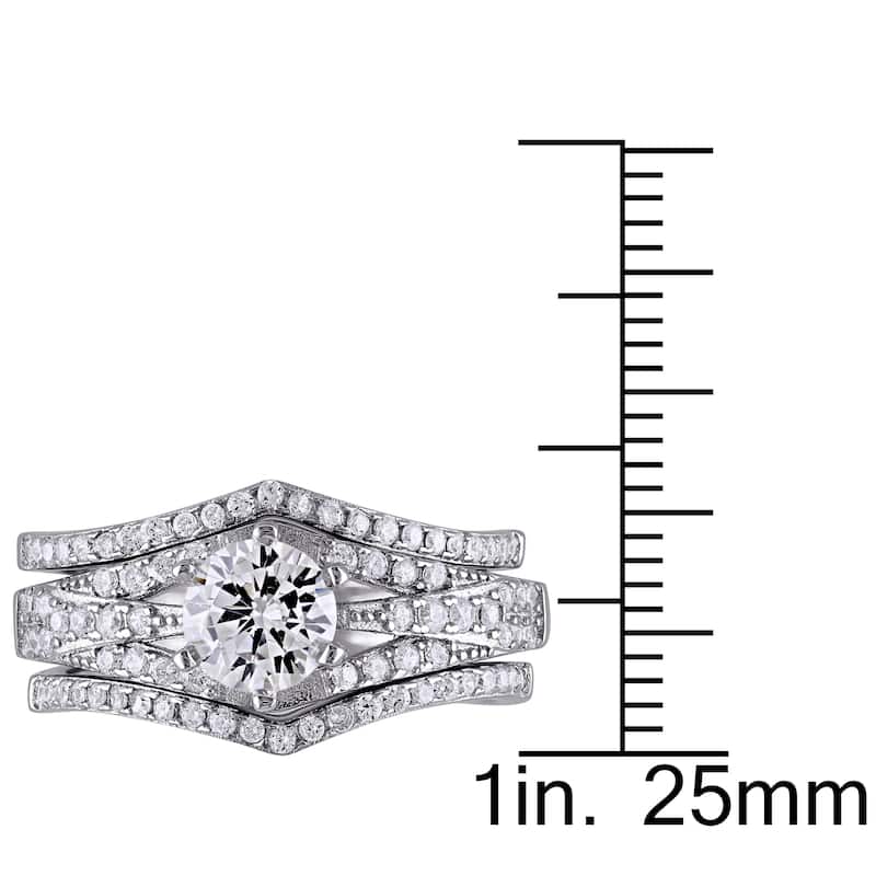 Miadora Sterling Silver Cubic Zirconia 3-piece Bridal Ring Set