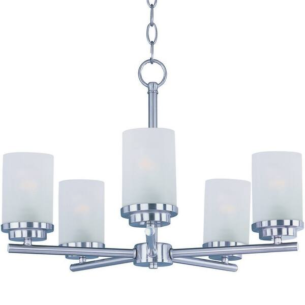 slide 2 of 2, Maxim Frosted Shade 5-light Nickel Corona Single Tier Chandelier
