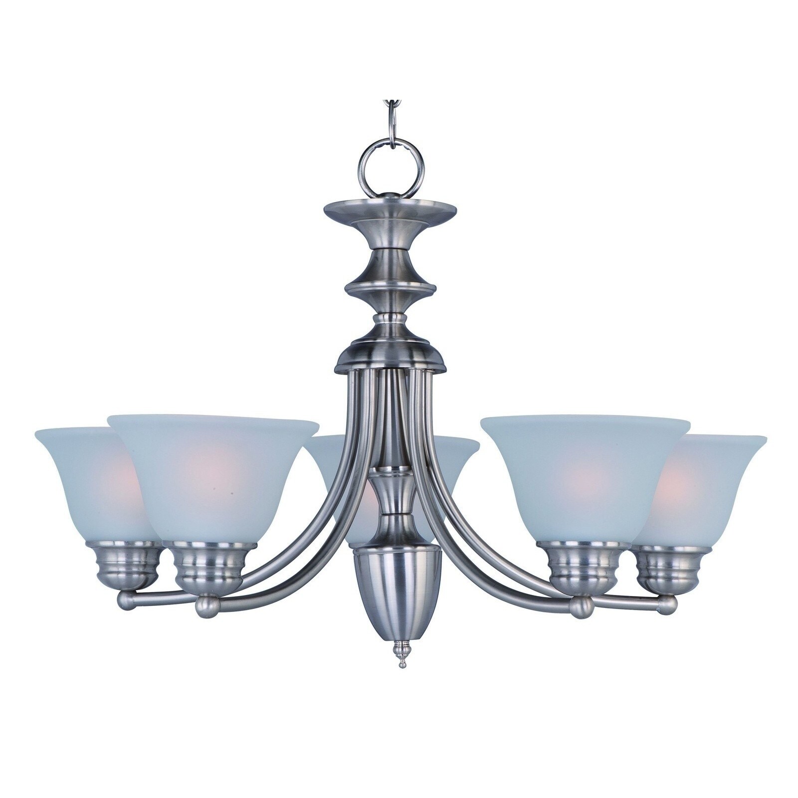 Maxim Frosted Shade 5-light Nickel Malaga Single Tier Chandelier (Malaga 5-Light Chandelier) - Chandeliers For Bedrooms by Overstock.com