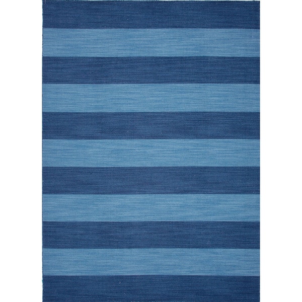 Flat Weave Stripe Pattern Blue (8x10)   PV36 Area Rug